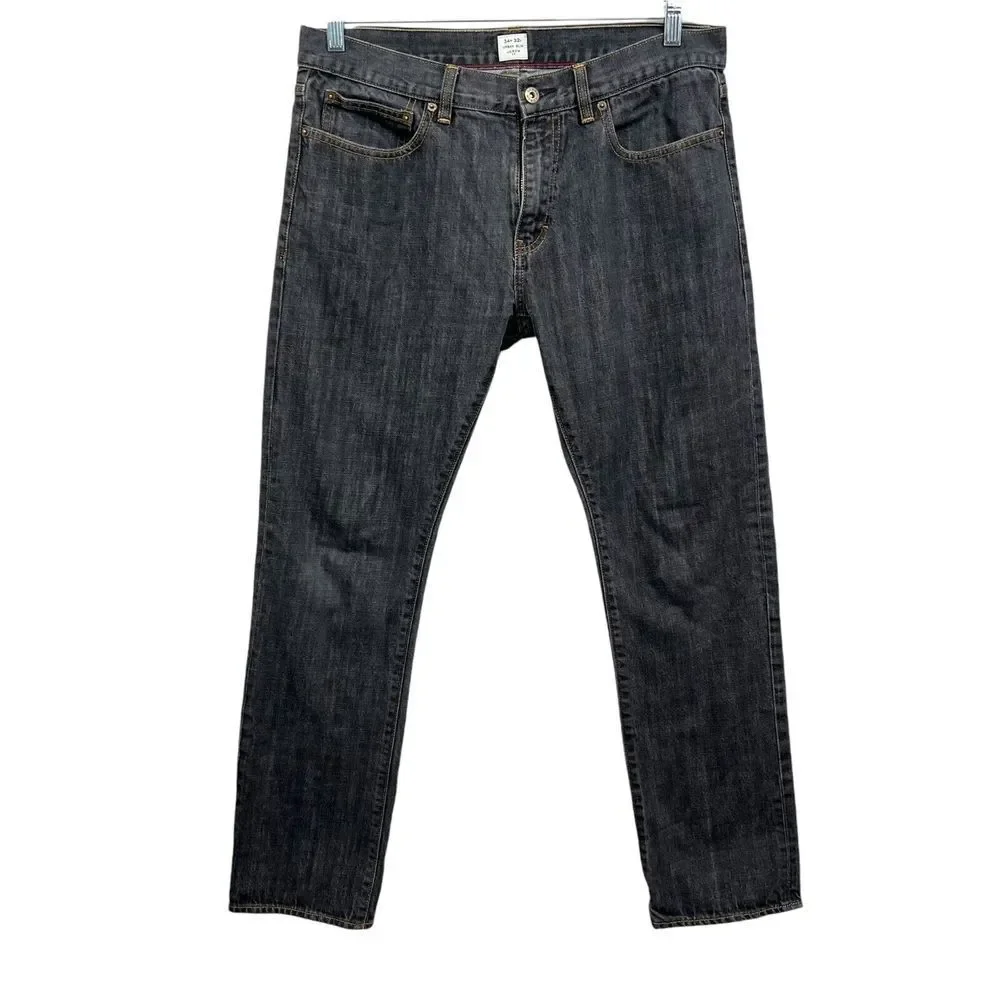 J. Crew Mens Jeans Urban Slim Straight 5 Pocket Zip Fly Black Wash Size W34*